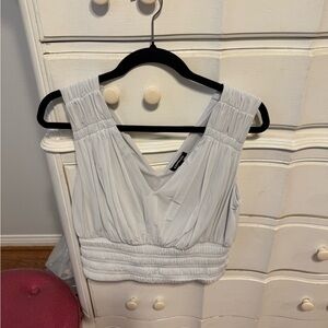 Express Pleated Sleeveless Blouse silver/light blue